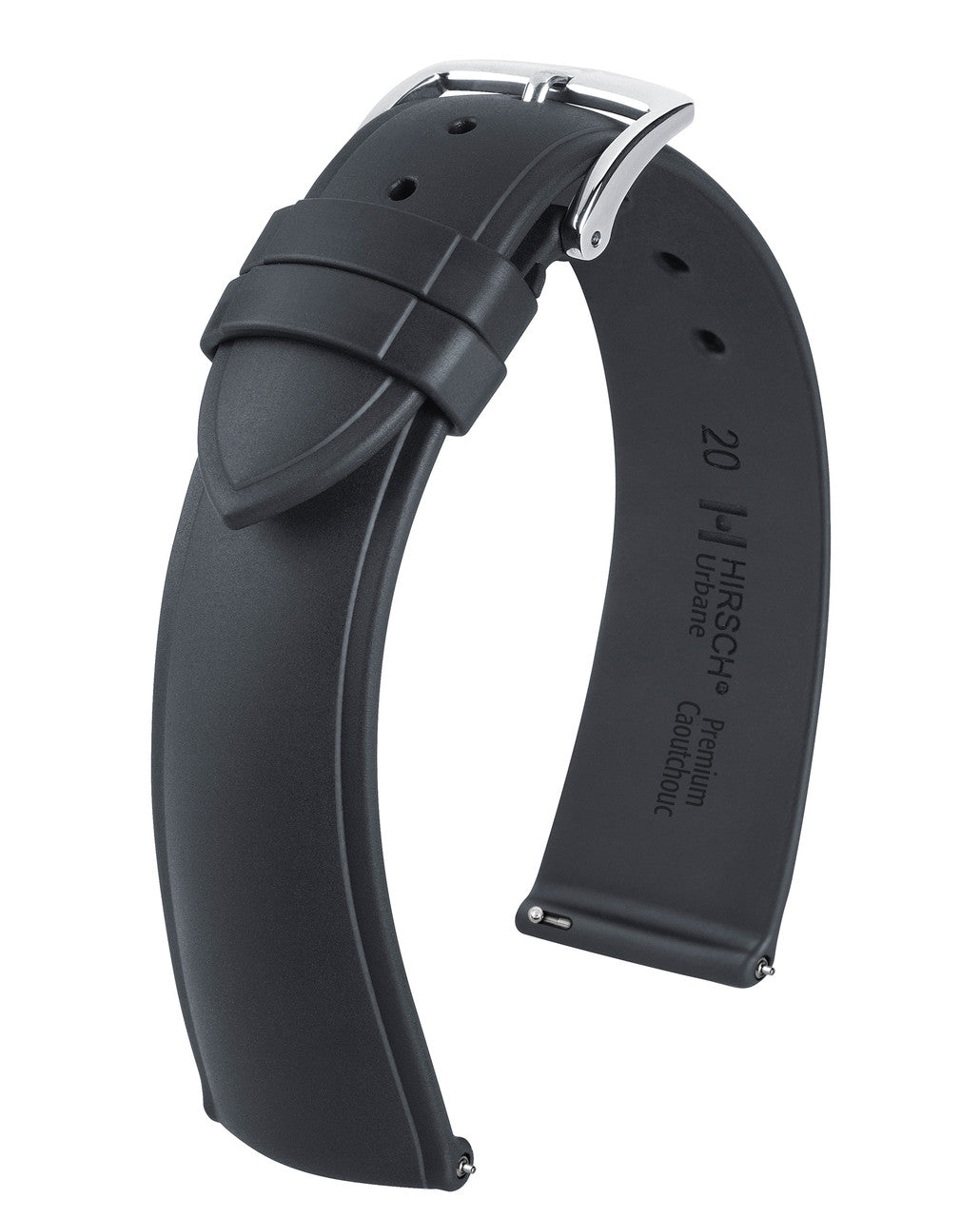 Hirsch - URBANE Premium Caoutchouc Watchband 4044 88 - Black
