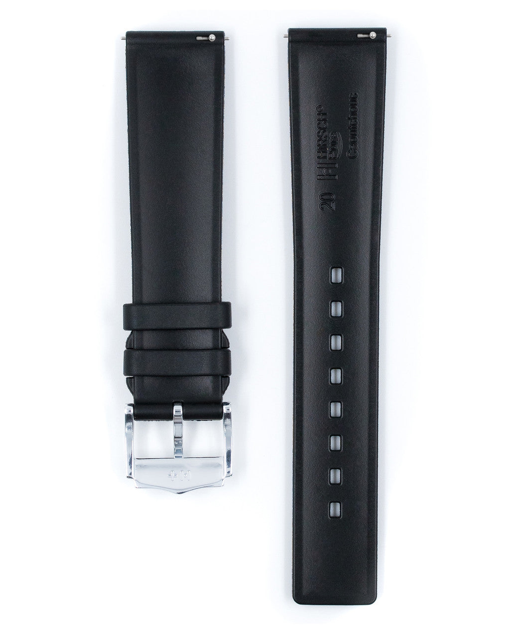 Hirsch - PURE Long Premium Caoutchouc Watchband 4043 88 - Black
