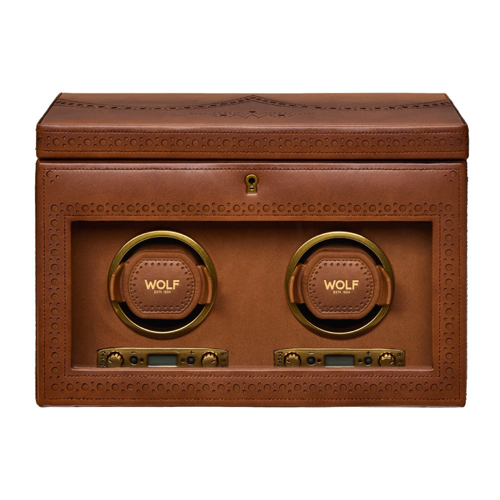 WOLF 1834 Brogue Double Winder with Storage - Burnished Brown - view 7