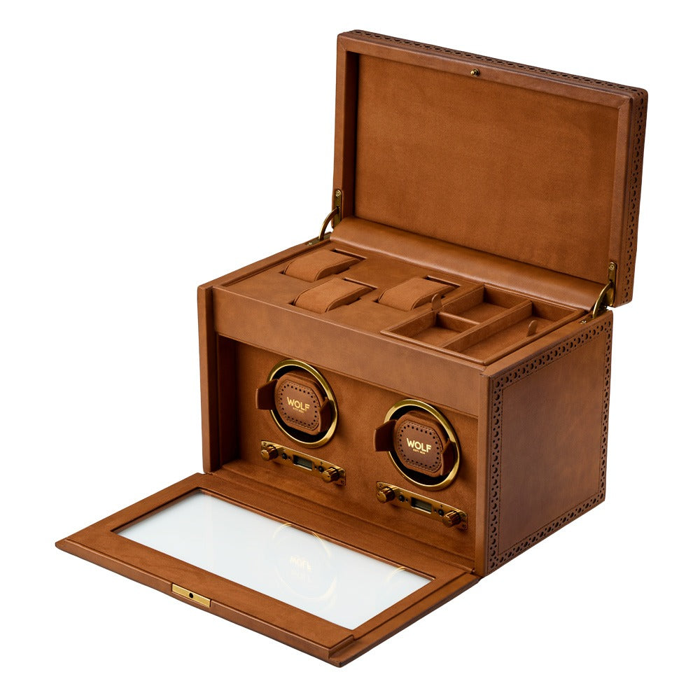 WOLF 1834 Brogue Double Winder with Storage - Burnished Brown - view 2