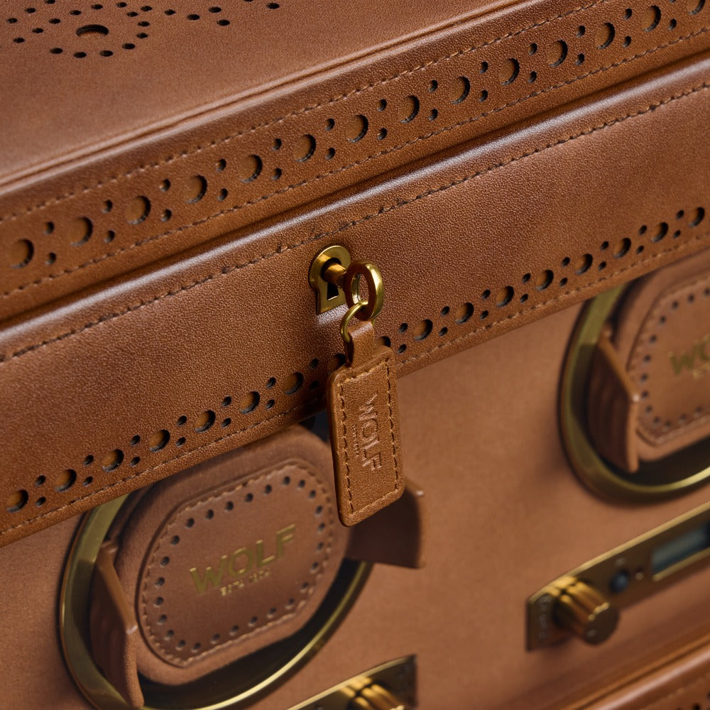 WOLF 1834 Brogue Triple Winder with Storage - Burnished Brown - view 5