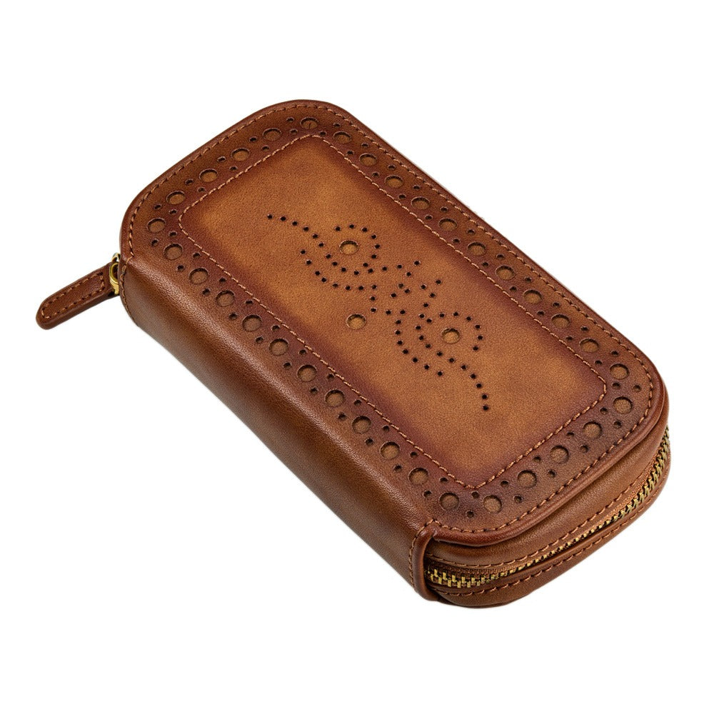 WOLF 1834 Brogue 2 Piece Watch Zip Case - Burnished Brown - view 5