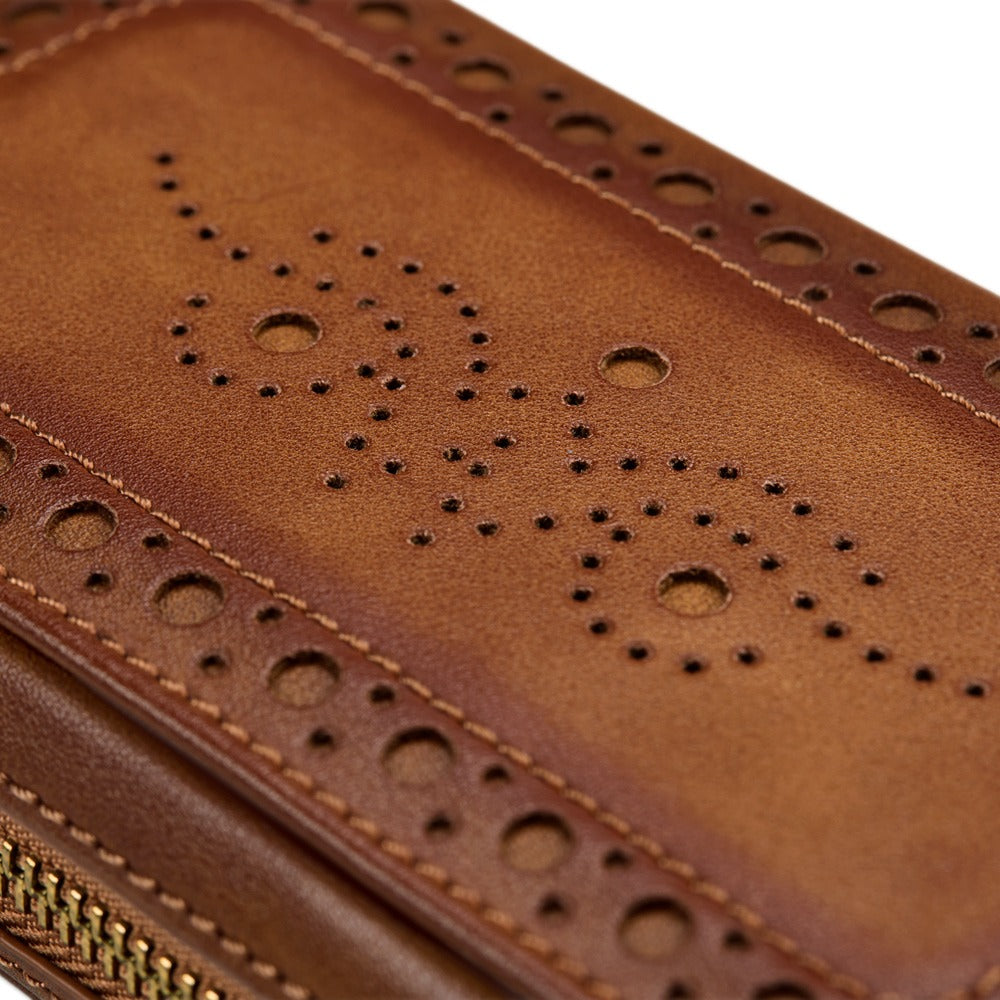 WOLF 1834 Brogue 2 Piece Watch Zip Case - Burnished Brown - view 6