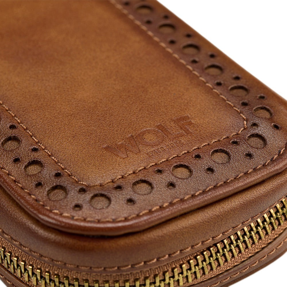 WOLF 1834 Brogue 2 Piece Watch Zip Case - Burnished Brown - view 7