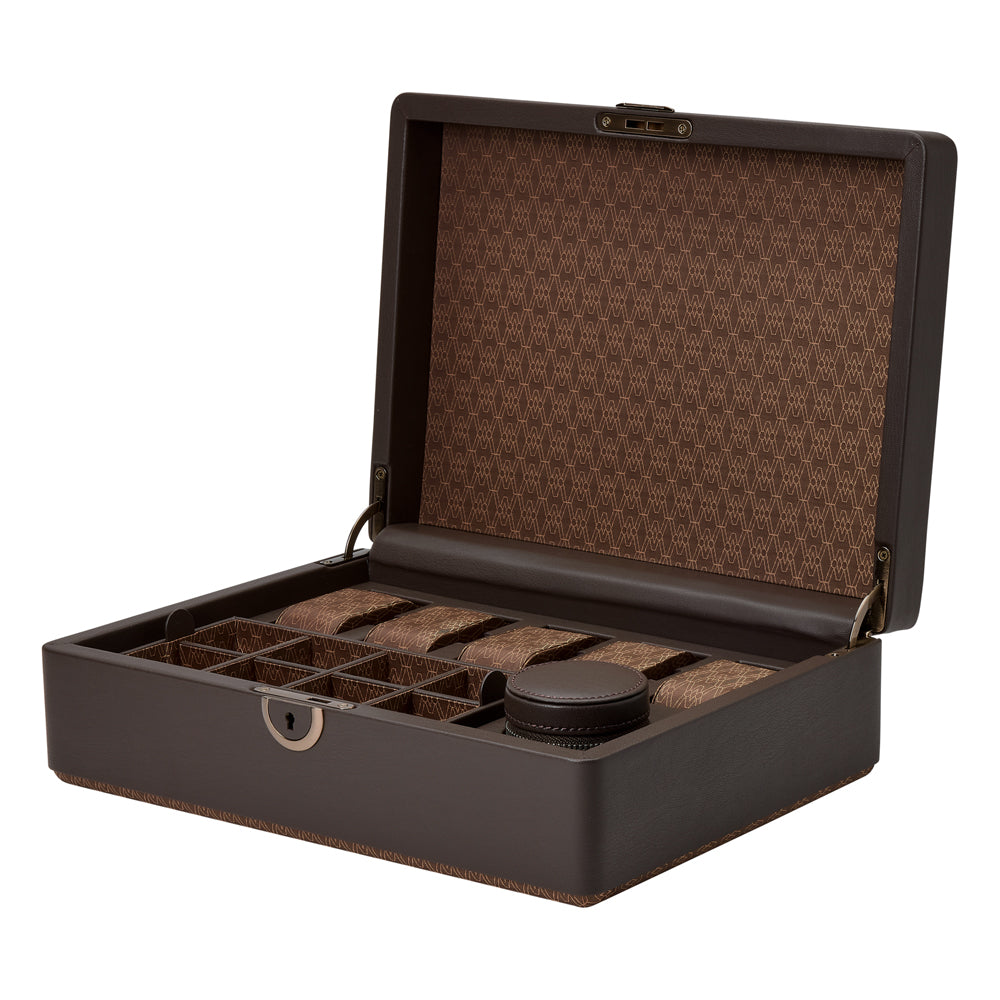 WOLF 1834 - Earth 5 Piece Watch Box with Storage - Coffee