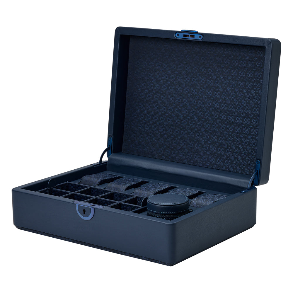 WOLF 1834 - Earth 5 Piece Watch Box with Storage - Midnight Blue