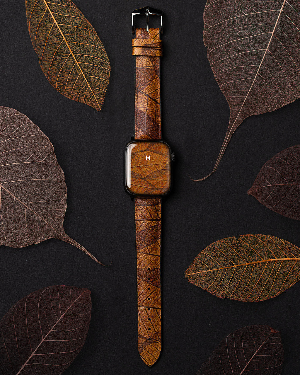 Hirsch LEAF Vegan Watchband 46 - Brown - view 9
