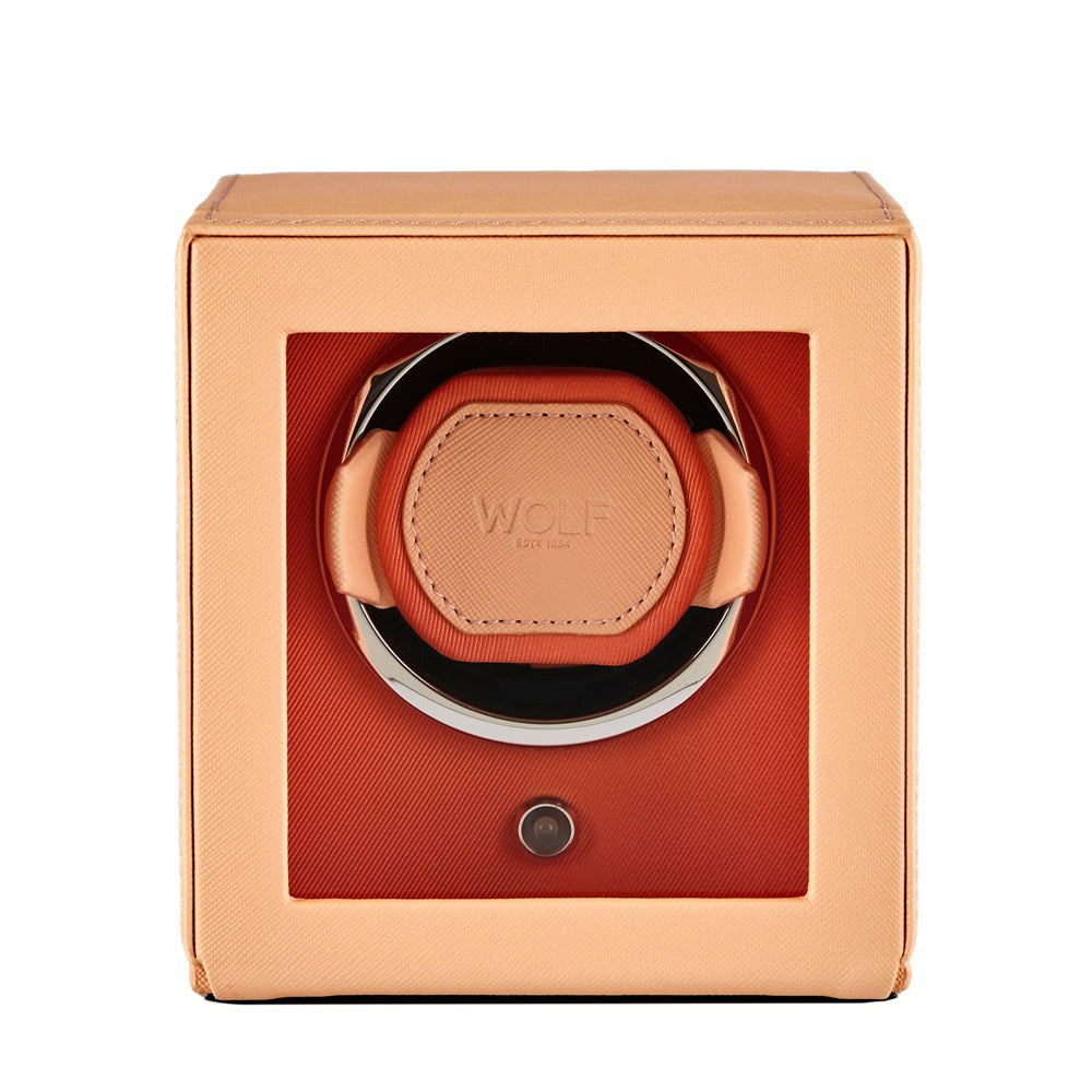 WOLF 1834 - Cub Seltzer Single Watch Winder with Cover - Peach/Orange