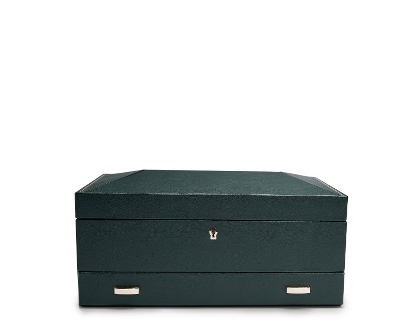 WOLF 1834 - British Racing 10 Piece Watch Box with Storage - Green