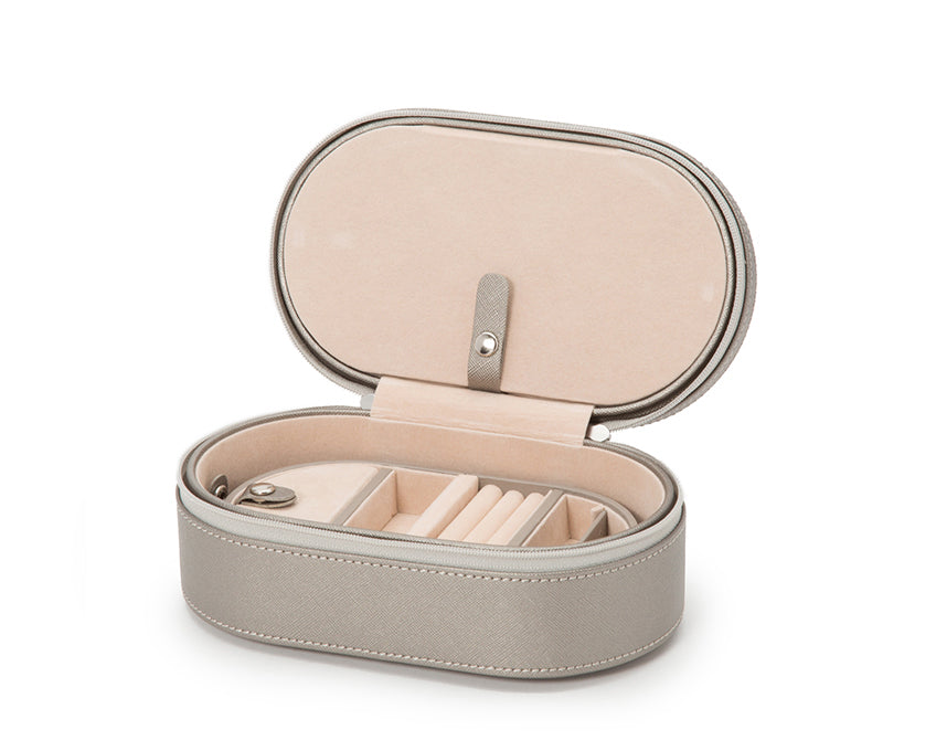 WOLF 1834 - Heritage Oval Zip Case - Pewter Saffiano