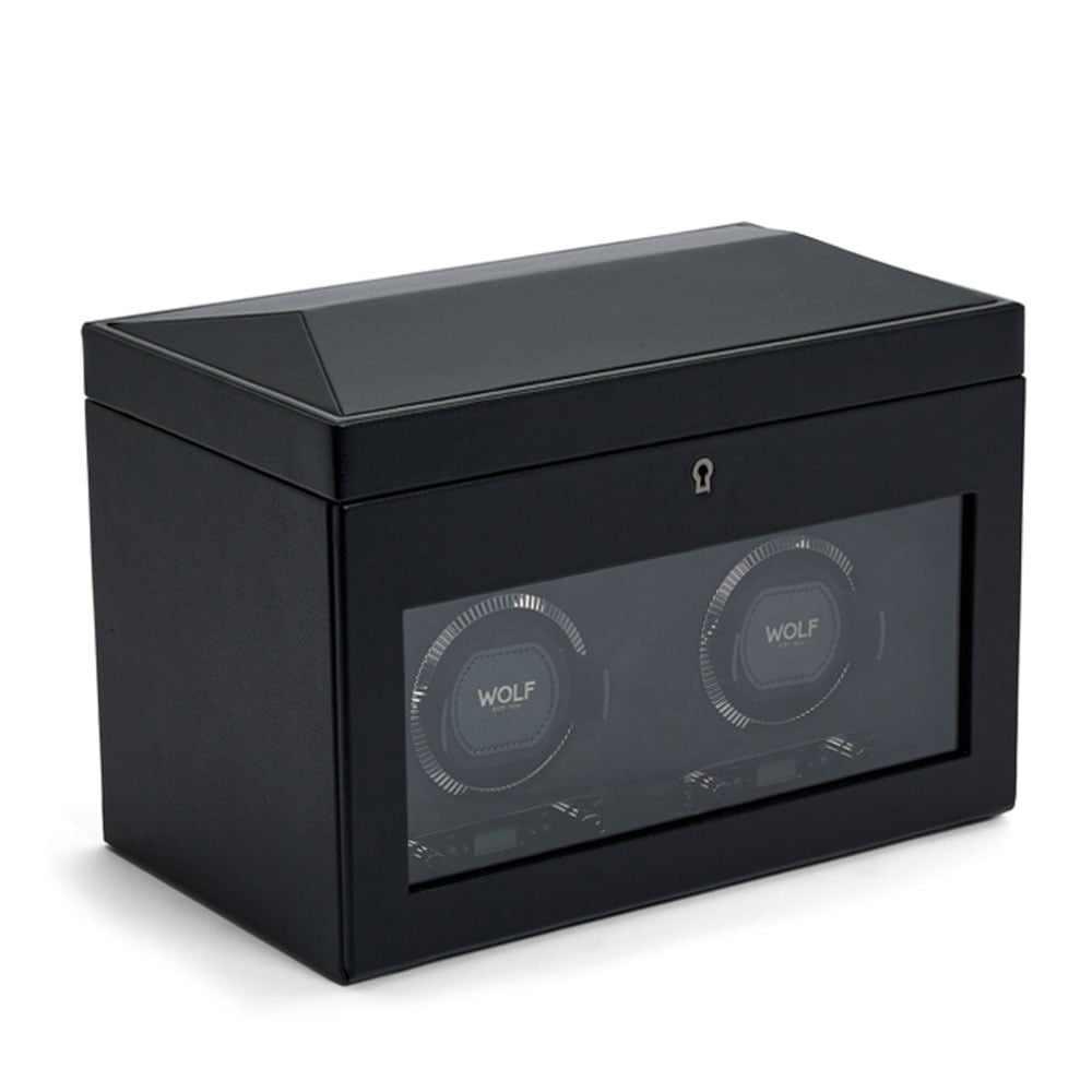 WOLF 1834 - British Racing Double Watch Winder with Storage - Black