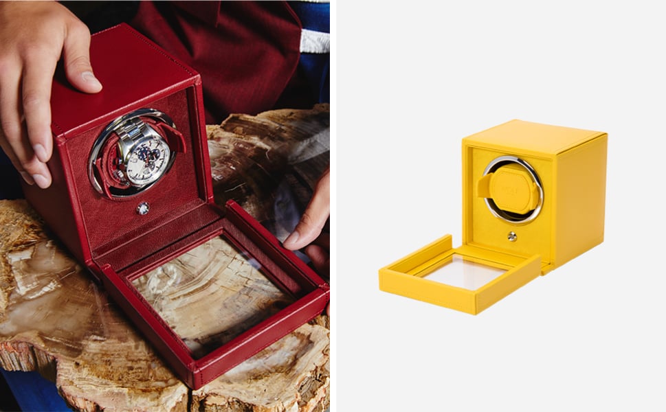 WOLF 1834 - Cub Single Watch Winder with Cover - Yellow