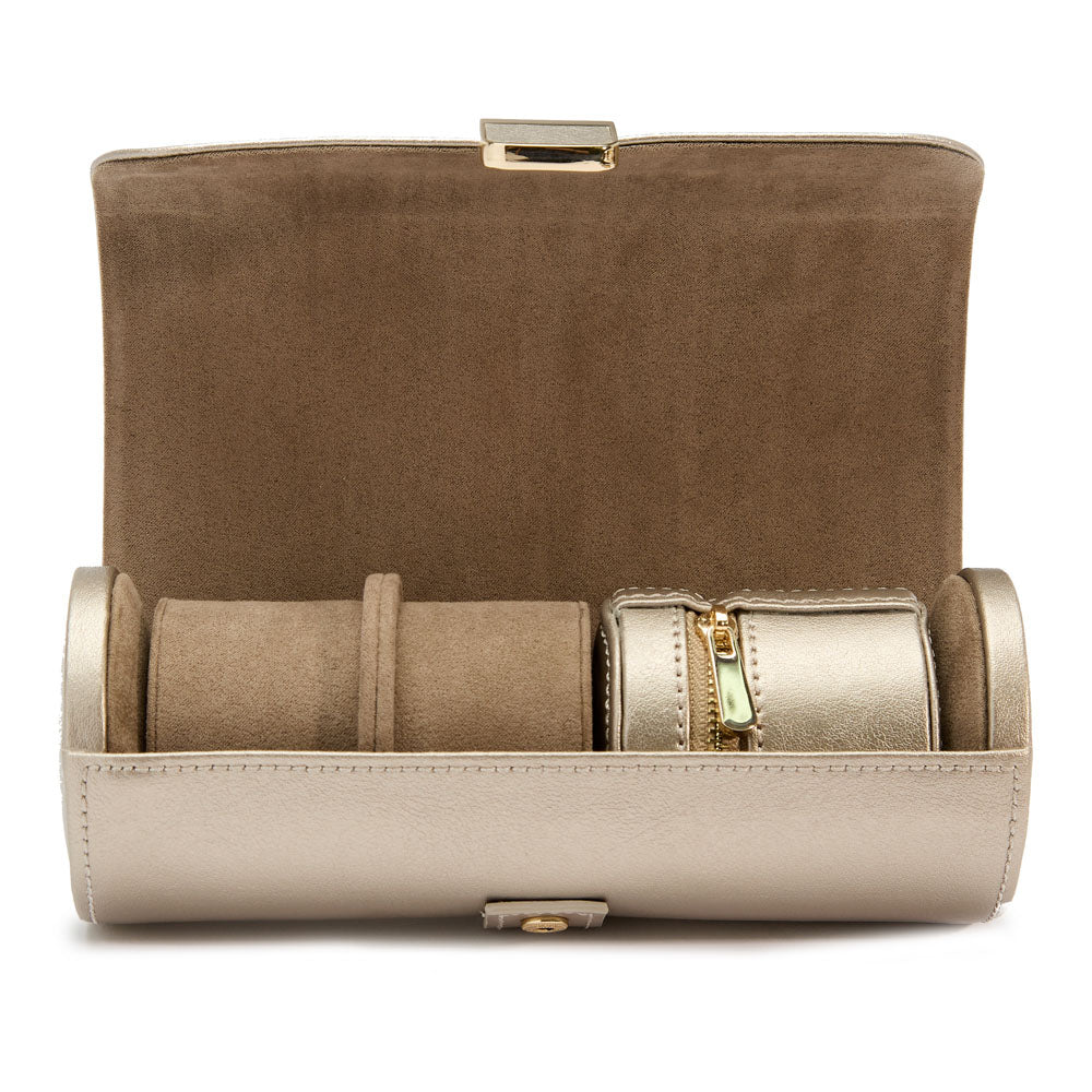 WOLF 1834 - Palermo Double Watch Roll with Jewelry Pouch - Pewter
