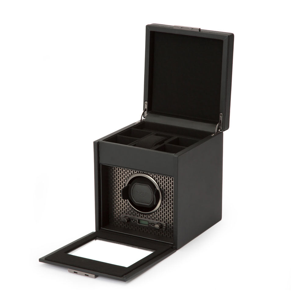 WOLF 1834 - Axis Single Watch Winder With Storage - Powder Coat