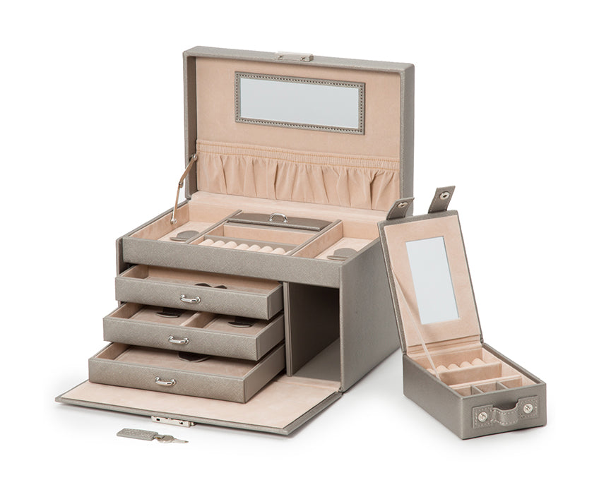 WOLF 1834 - Heritage Small Jewelry Box - Pewter Saffiano