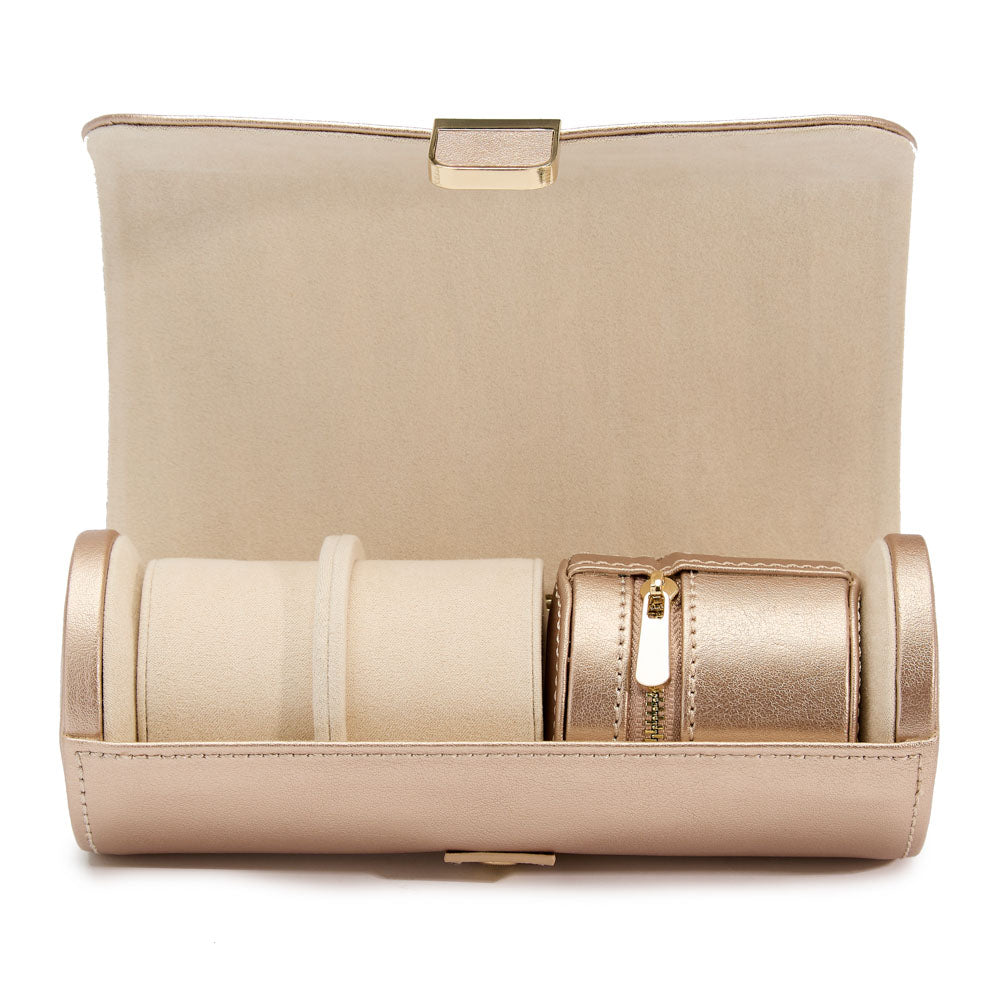 WOLF 1834 - Palermo Double Watch Roll with Jewelry Pouch - Rose Gold