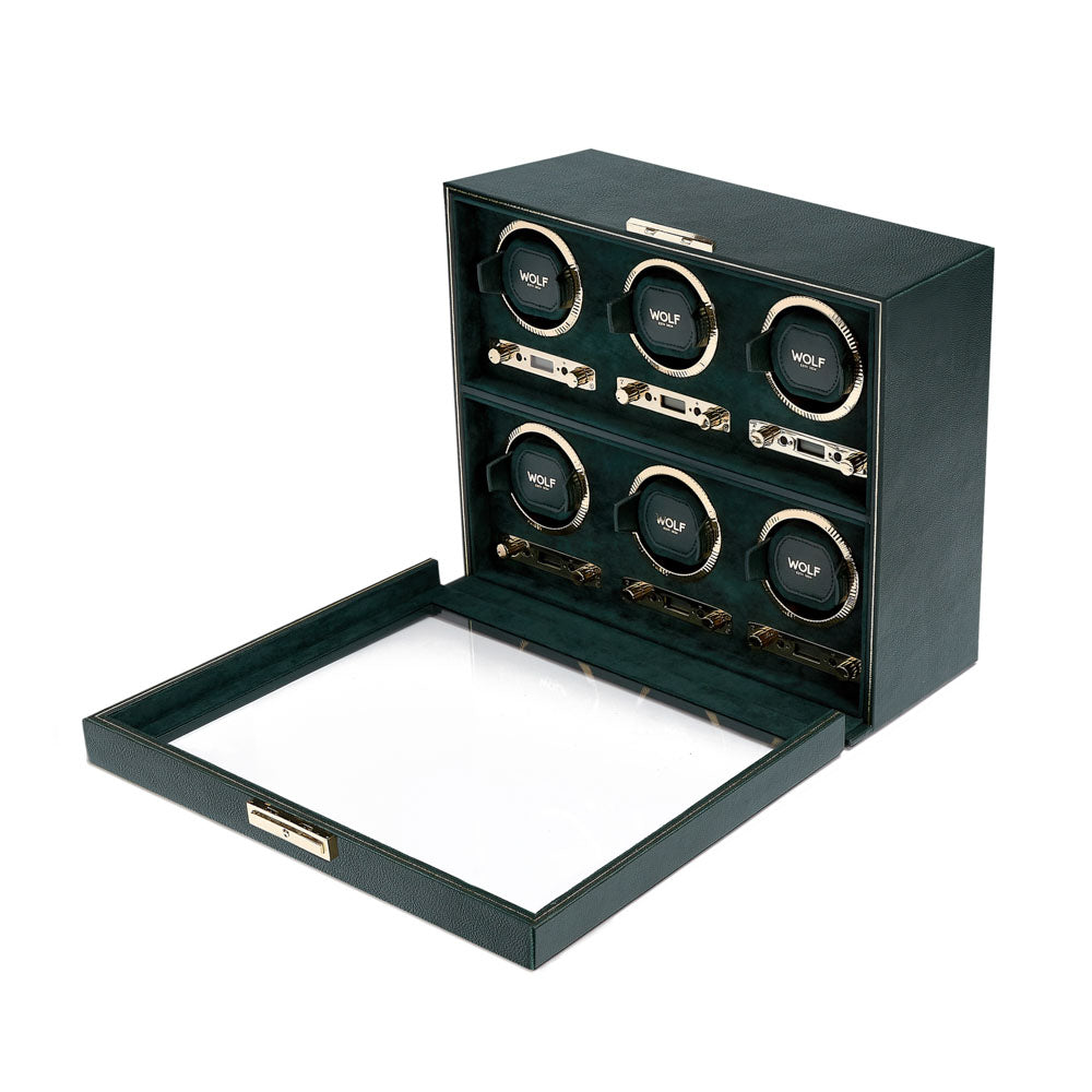 WOLF 1834 - British Racing 6 Piece Watch Winder - Green