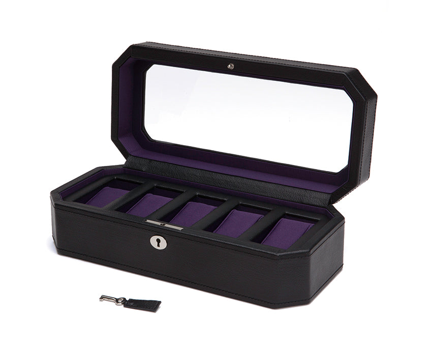 WOLF 1834 - Windsor 5 Piece Watch Box - Black/Purple