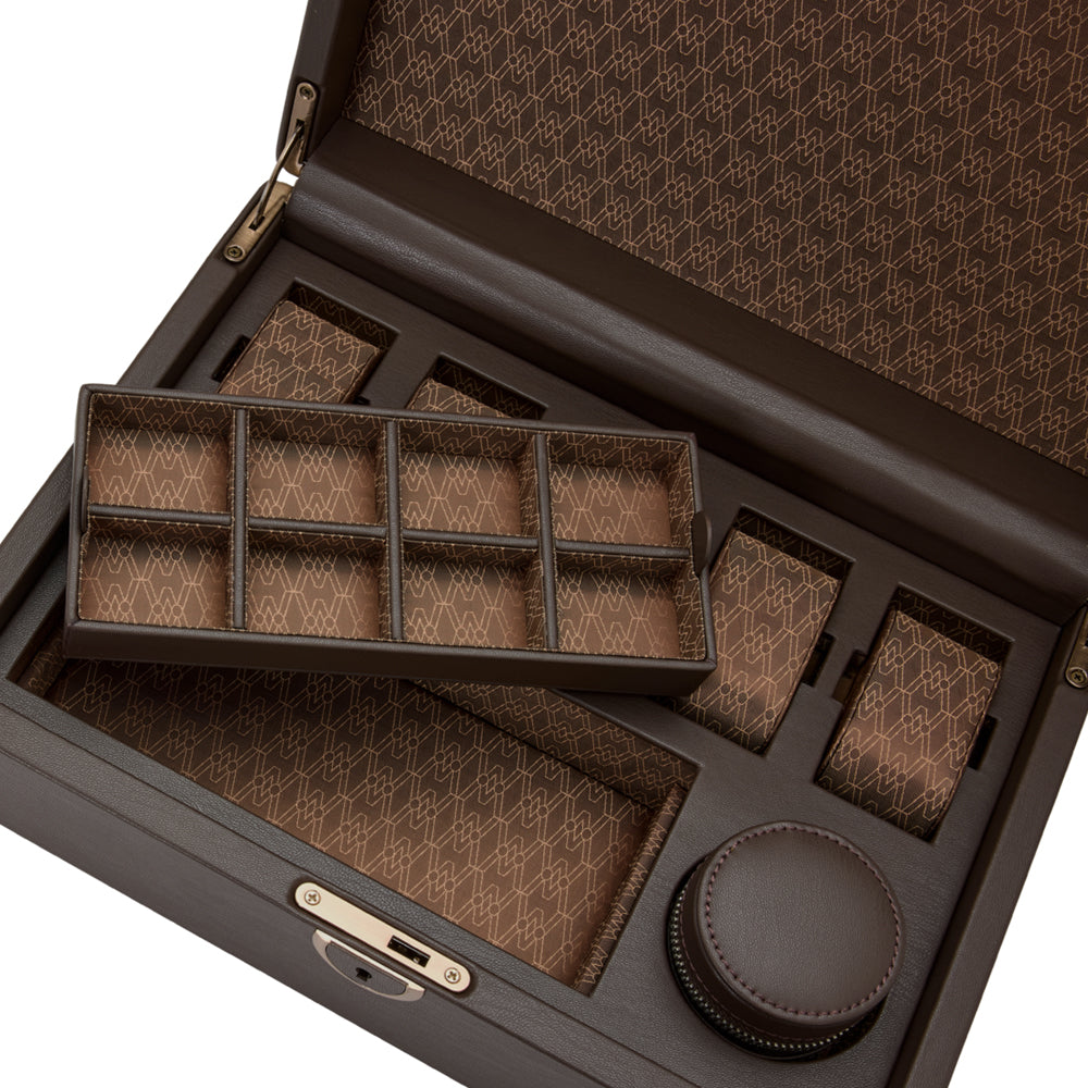 WOLF 1834 - Earth 5 Piece Watch Box with Storage - Coffee