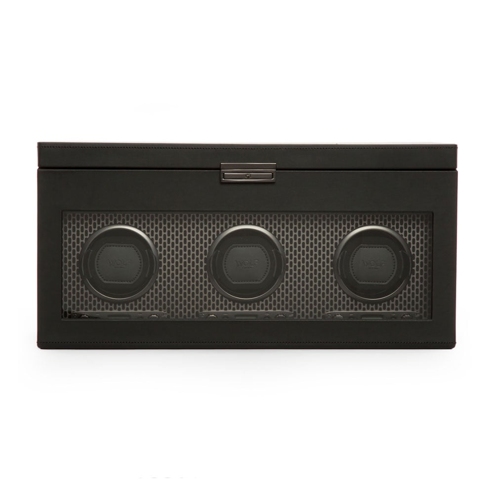 WOLF 1834 - Axis Triple Watch Winder With Storage - Powder Coat
