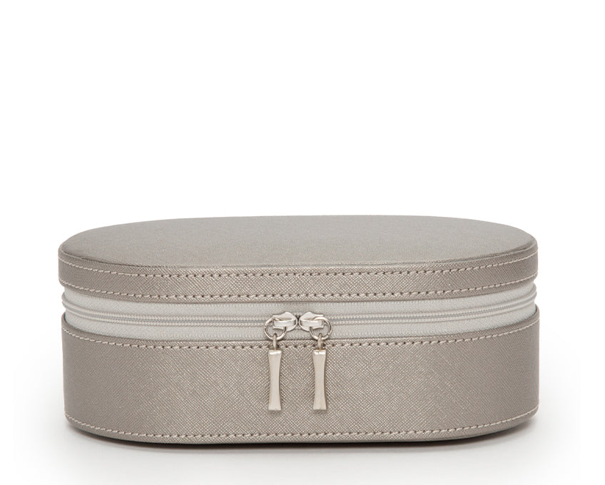 WOLF 1834 - Heritage Oval Zip Case - Pewter Saffiano