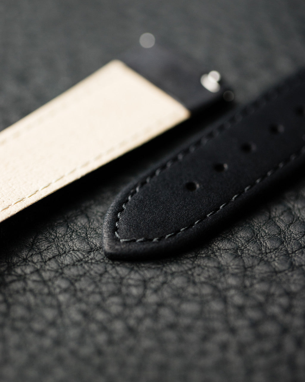 Hirsch - OSIRIS Calfskin Watch Bracelet with Nubuck Texture 034 33 - Black