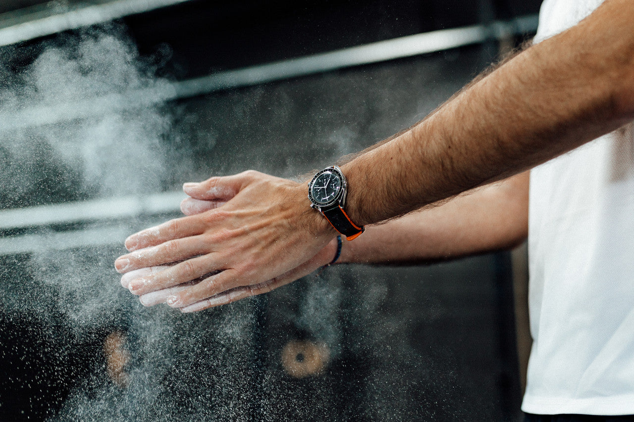 Hirsch - ROBBY Performance Calfskin Watch Band 091 76 94 - Black w/Orange