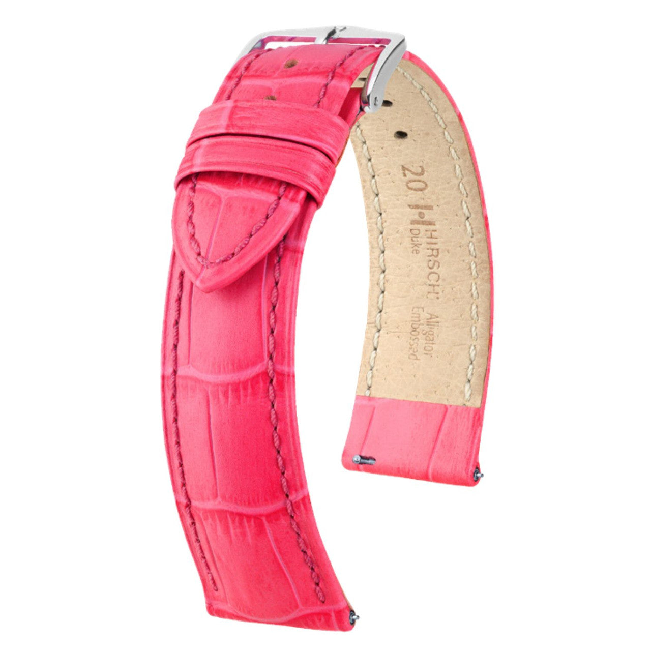 Hirsch - DUKE Alligator Embossed Calfskin Watch Strap - Limited Edition - Pink