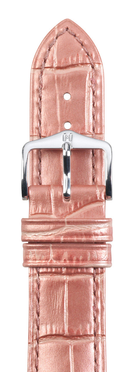 Hirsch - DUKE Alligator Embossed Calfskin Watch Strap 010 28 - Rose Metallic