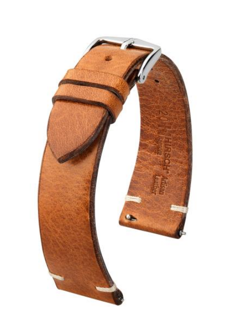 Hirsch - Bagnore Vintage style Calfskin Watchband 055 02 - Gold Brown
