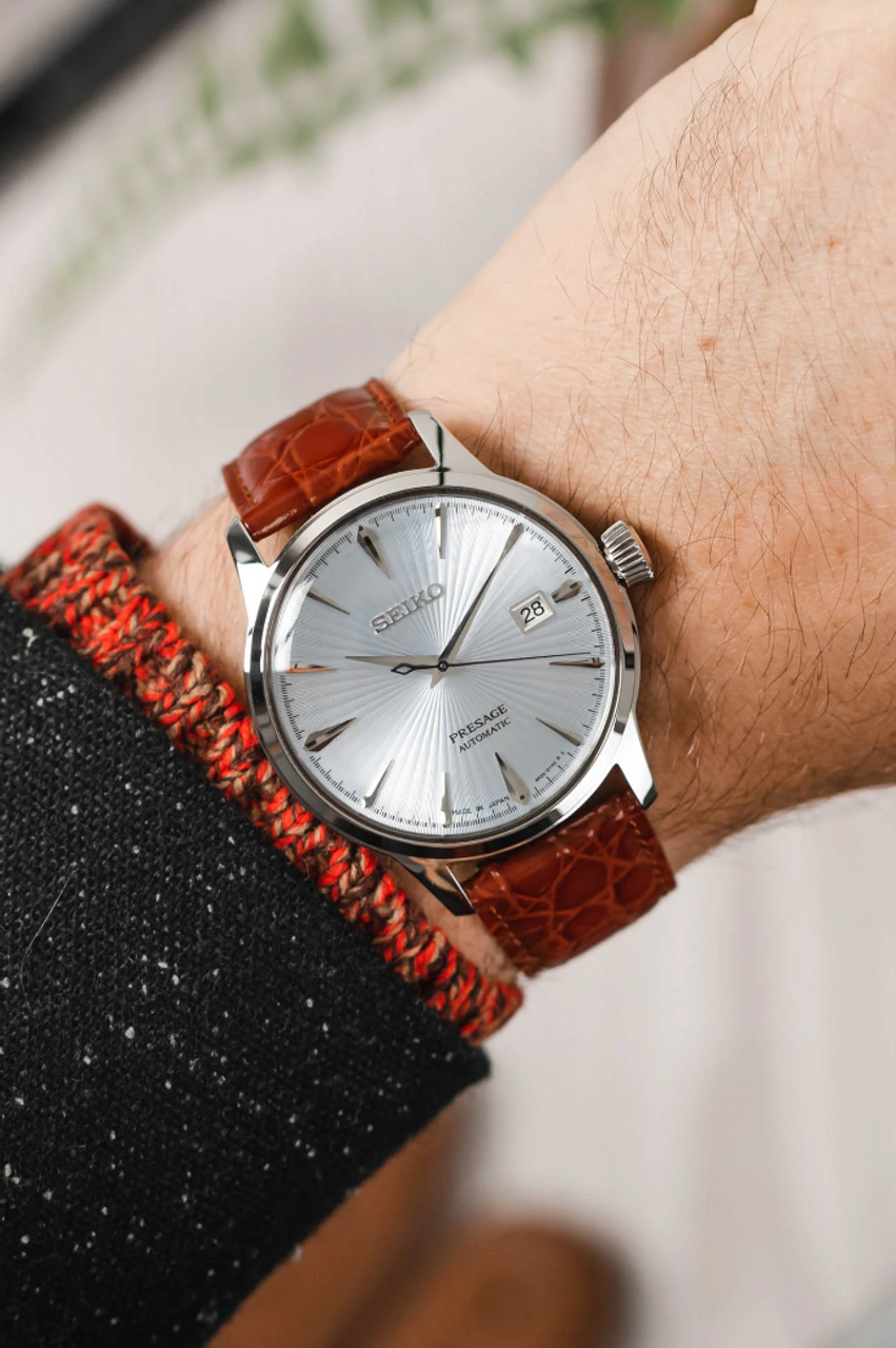 Hirsch - CROCOGRAIN Crocodile Embossed Shiny Calfskin Watch Strap 1232 28 - Gold Brown