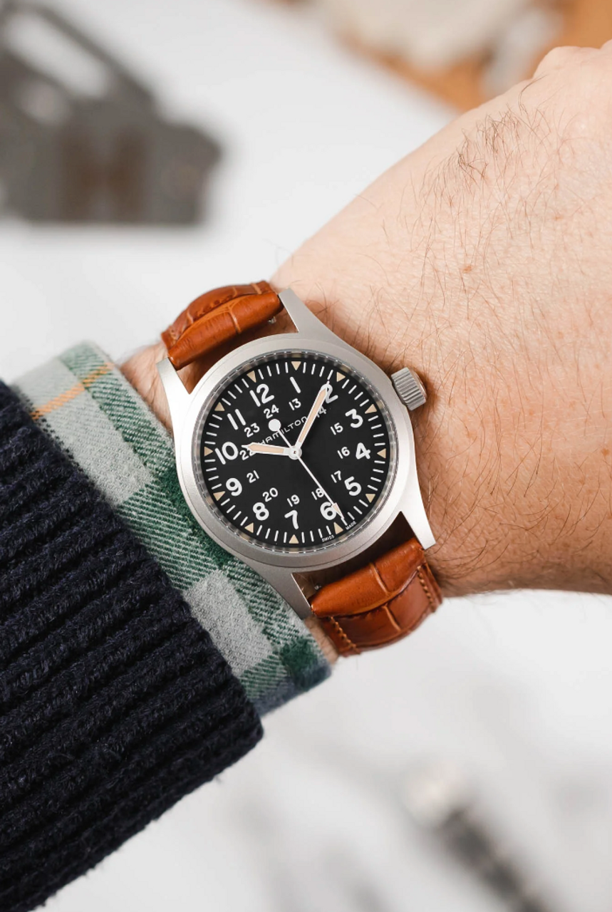 HIRSCH DUKE Alligator Embossed Calfskin Watch Strap 010 28 - Honey