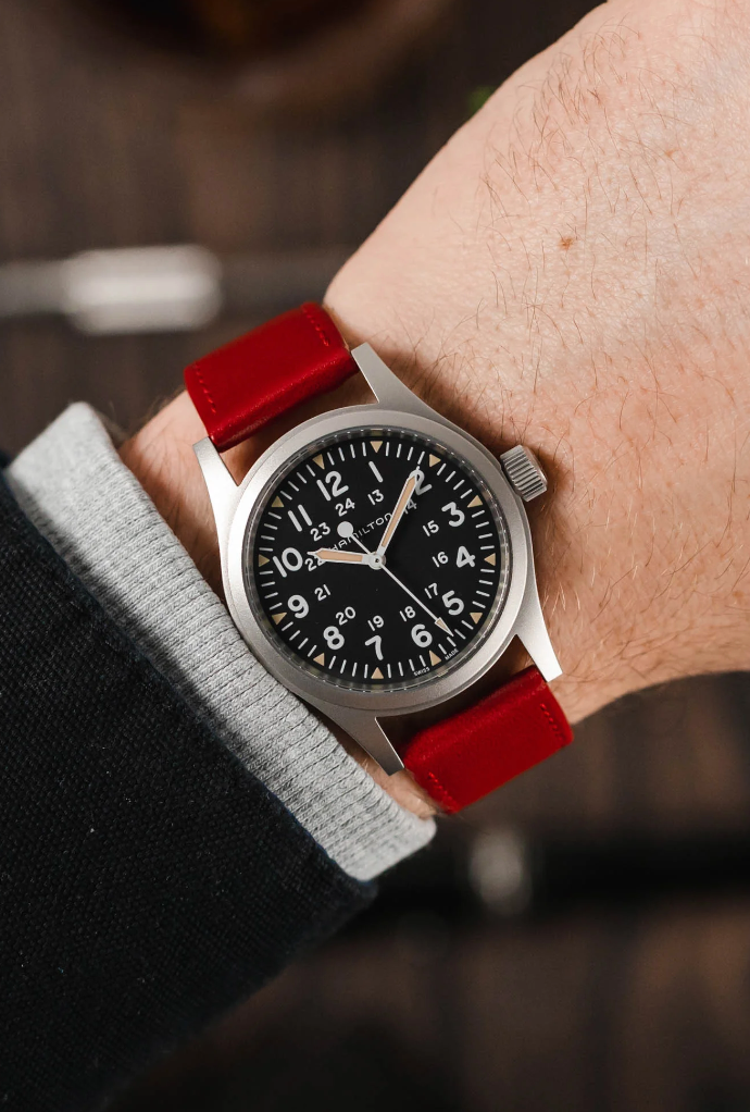 Hirsch - OSIRIS Box Leather Watch Bracelet 034 75 - Red