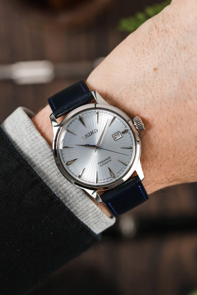 Hirsch - OSIRIS Box Leather Watch Bracelet 034 75 - Blue