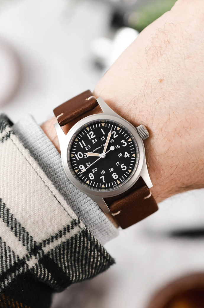 Hirsch - RANGER Vintage style Calfskin Watch Strap 054 02 - Gold Brown