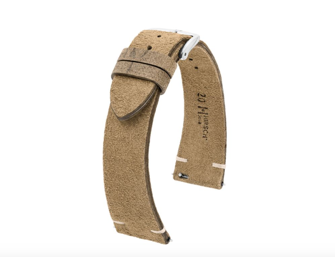 Hirsch - Serro Suede Watchband 055 64 - Gold Brown