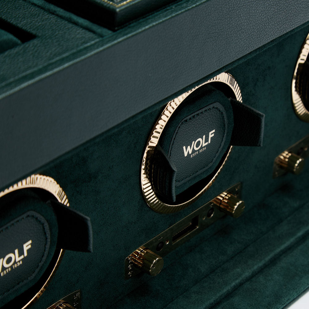 WOLF 1834 - British Racing Triple Watch Winder with Storage - Green
