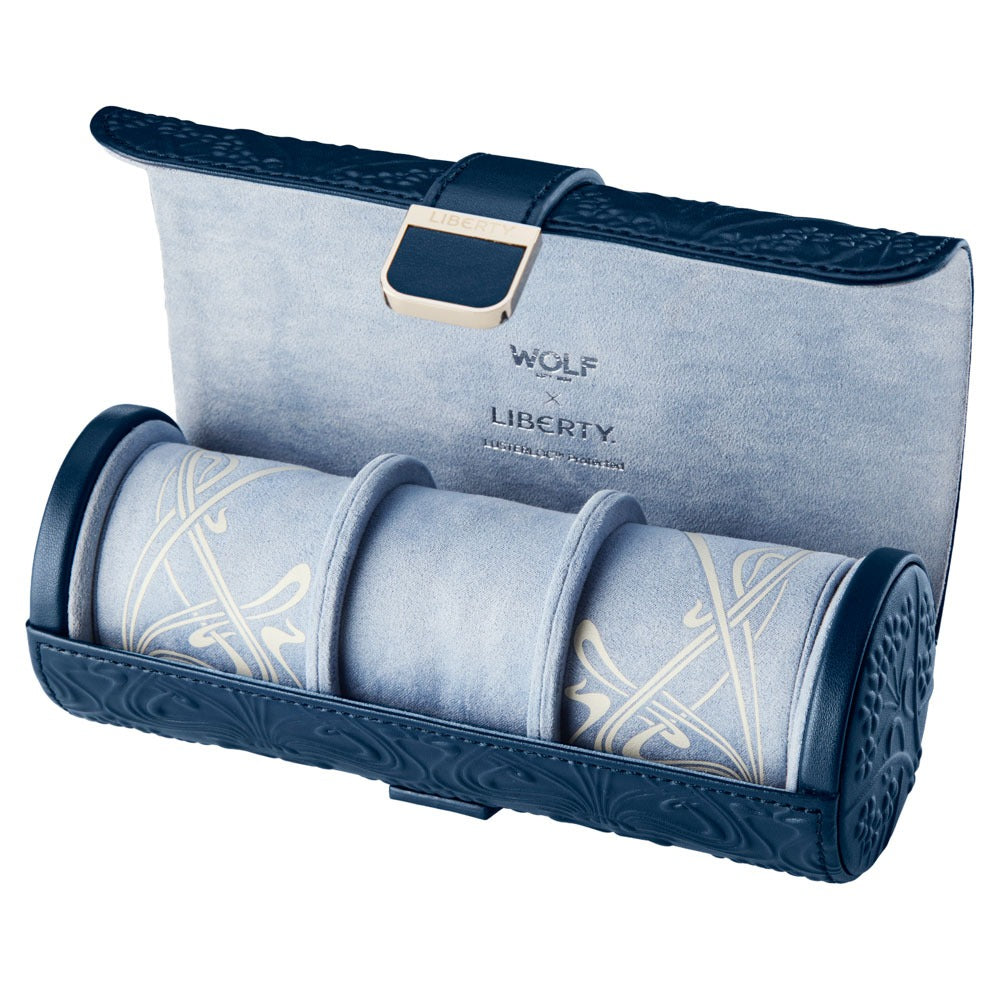 WOLF 1834 - WOLF X LIBERTY All Over Ianthe Triple Watch Roll - Navy