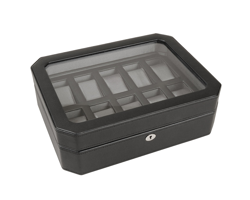 WOLF 1834 - Windsor 10 Piece Watch Box - Black/Grey