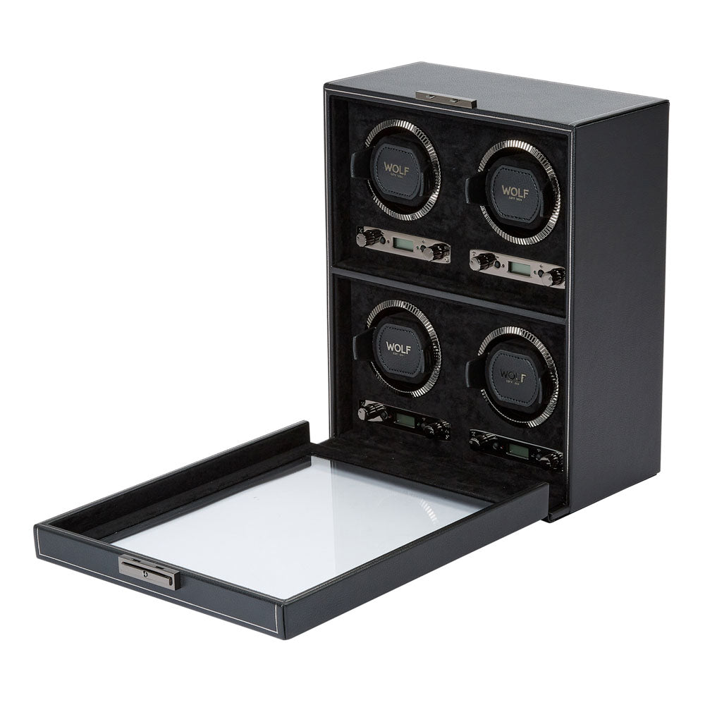 WOLF 1834 - British Racing 4 Piece Watch Winder - Black