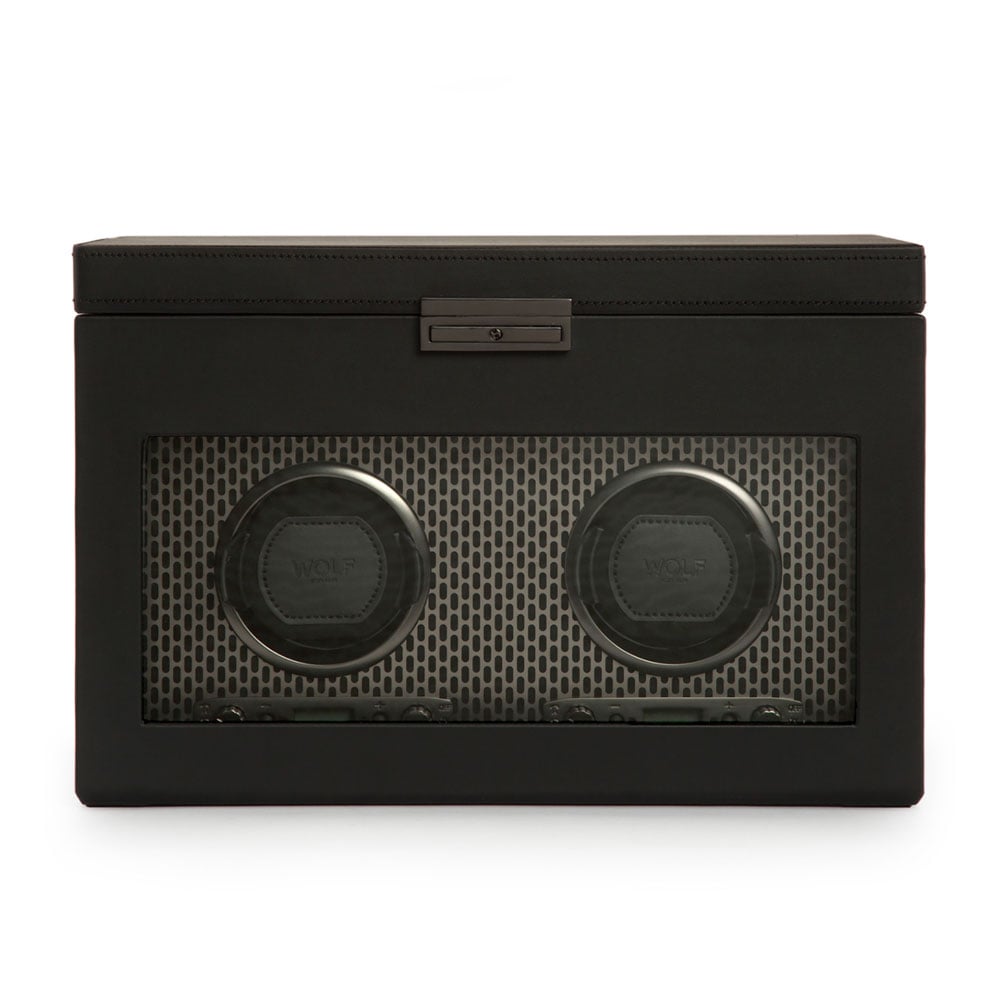 WOLF 1834 - Axis Double Watch Winder With Storage - Powder Coat
