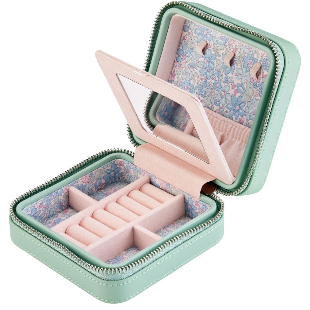 WOLF 1834 - WOLF X LIBERTY Julia Interior Print Small Travel Jewelry Zip Case - Sage Green