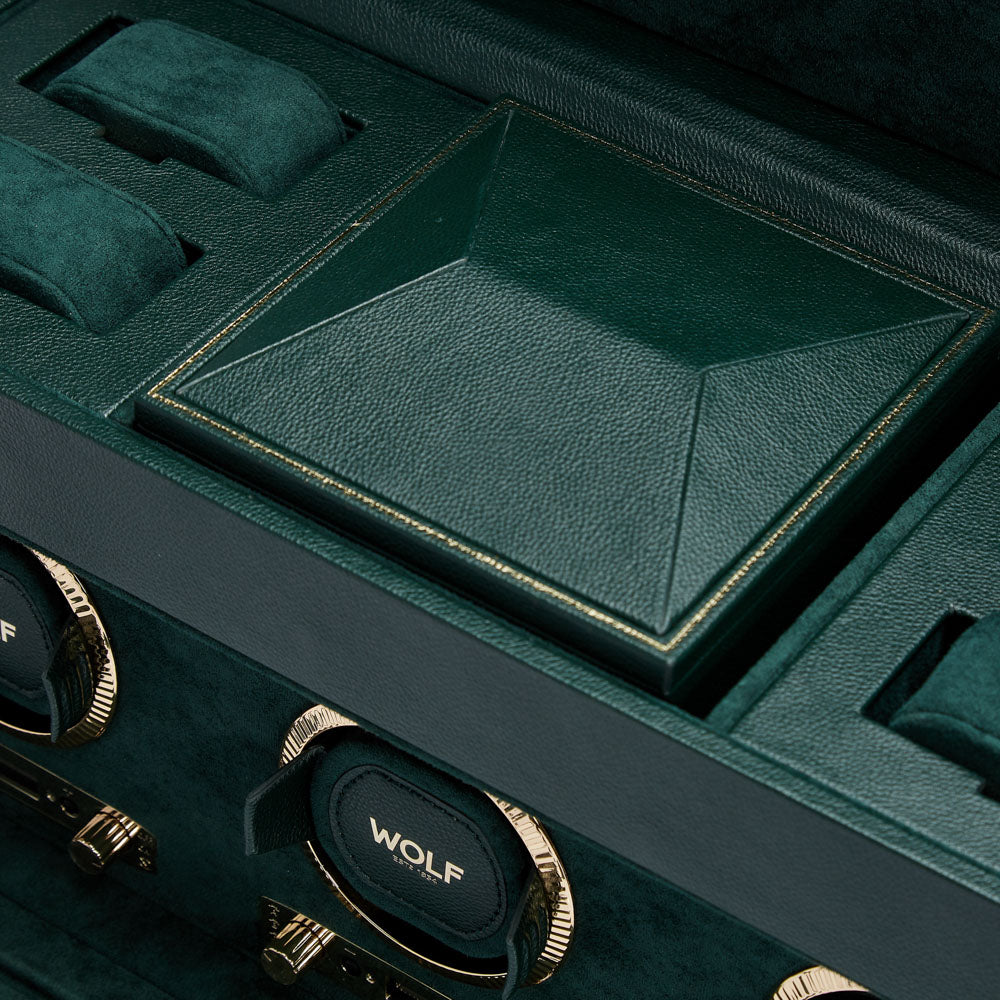 WOLF 1834 - British Racing Triple Watch Winder with Storage - Green