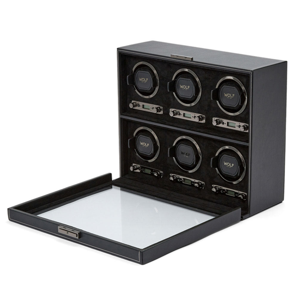 WOLF 1834 - British Racing 6 Piece Watch Winder - Black