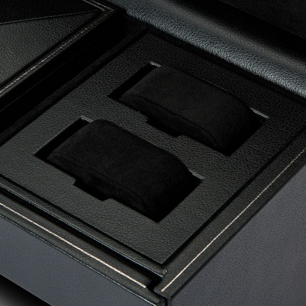WOLF 1834 - British Racing Triple Watch Winder with Storage - Black