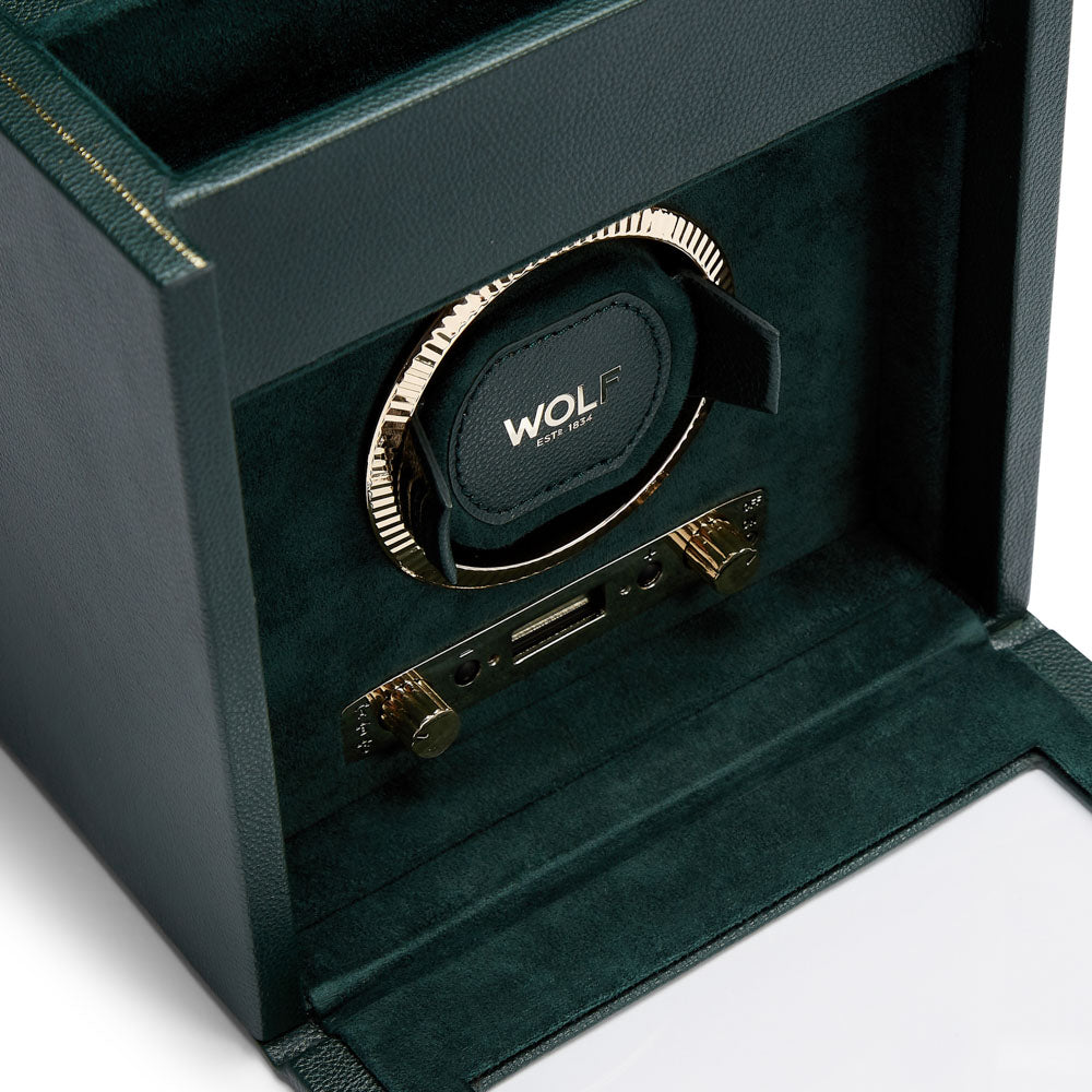 WOLF 1834 - British Racing Single Watch Winder with Storage - Green