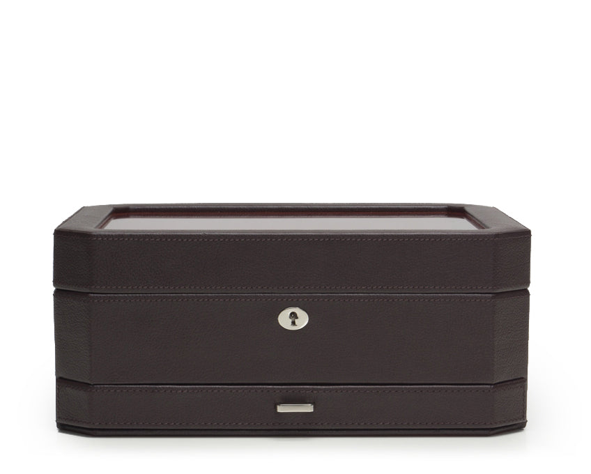 WOLF 1834 - Windsor 10 Piece Watch Box with Drawer - Brown/Orange