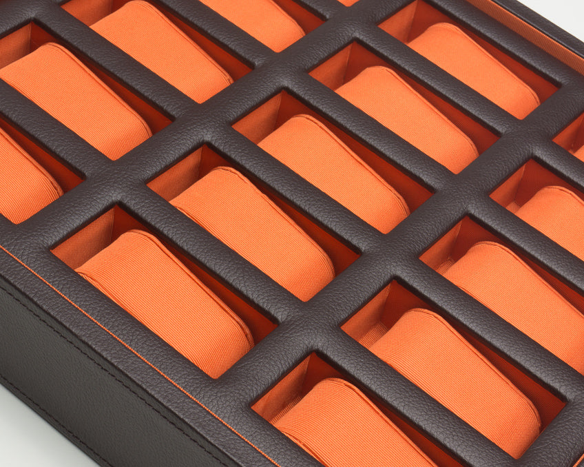 WOLF 1834 - Windsor 15 Piece Watch Box - Brown/Orange