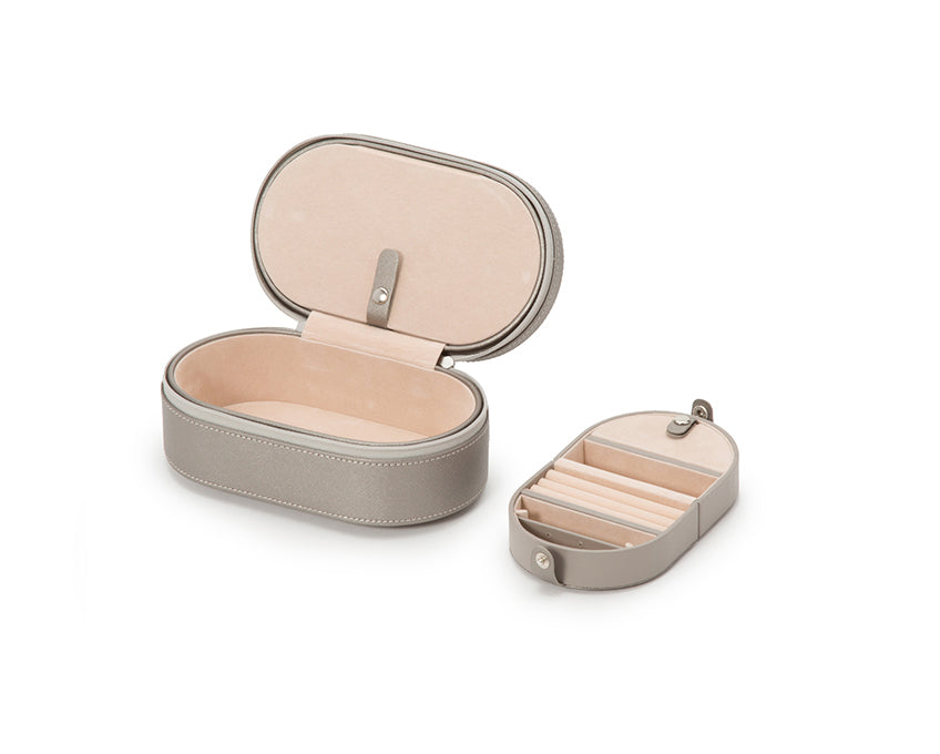 WOLF 1834 - Heritage Oval Zip Case - Pewter Saffiano