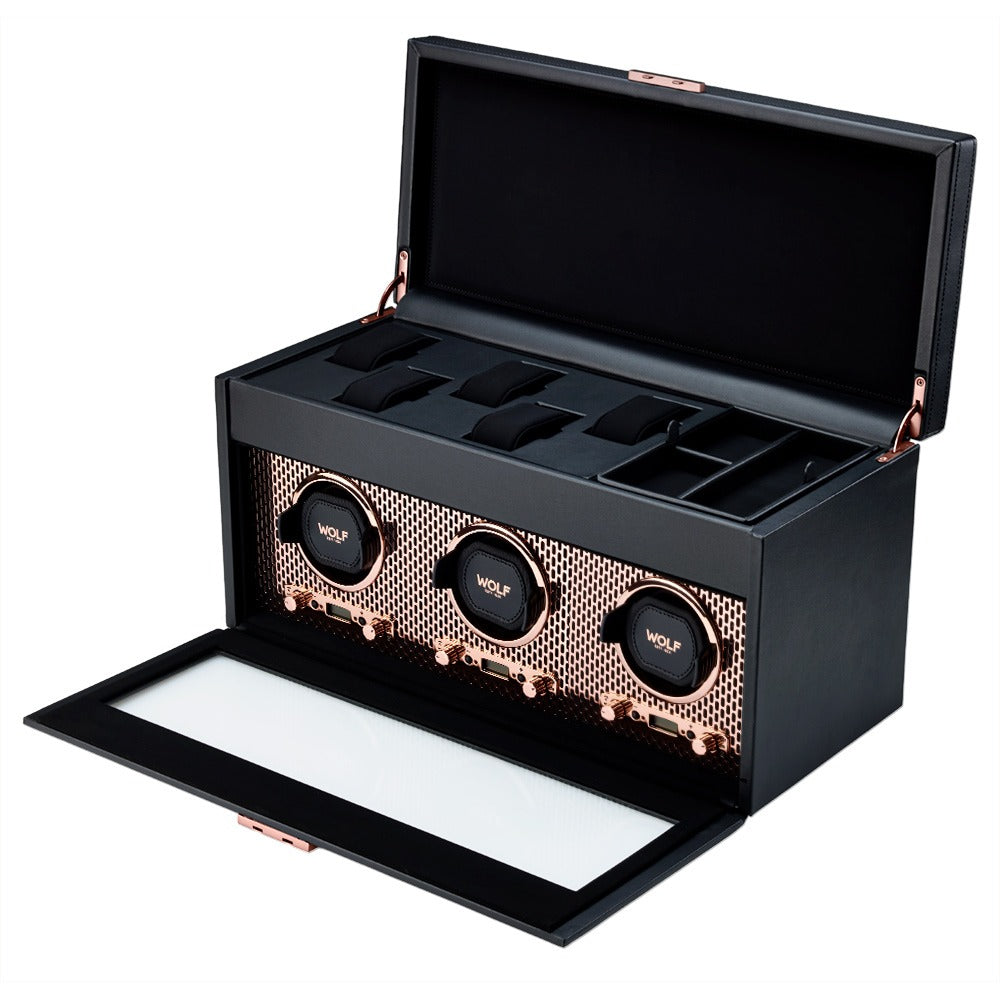 WOLF 1834 - Axis Triple Watch Winder With Storage - Copper